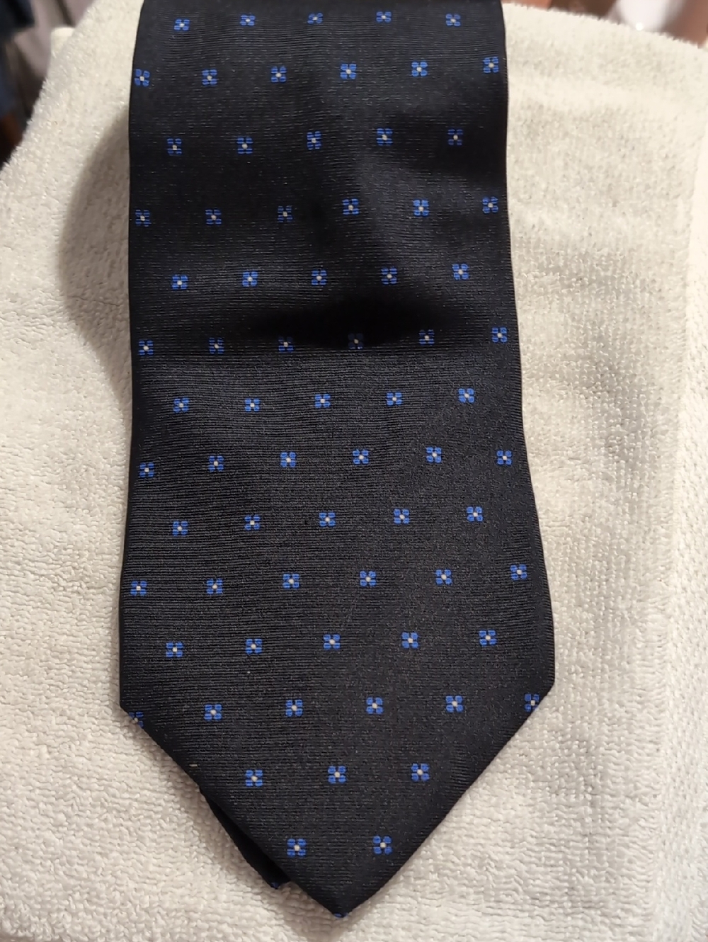 Classic Black Tie with Blue Micro-Dot Pattern